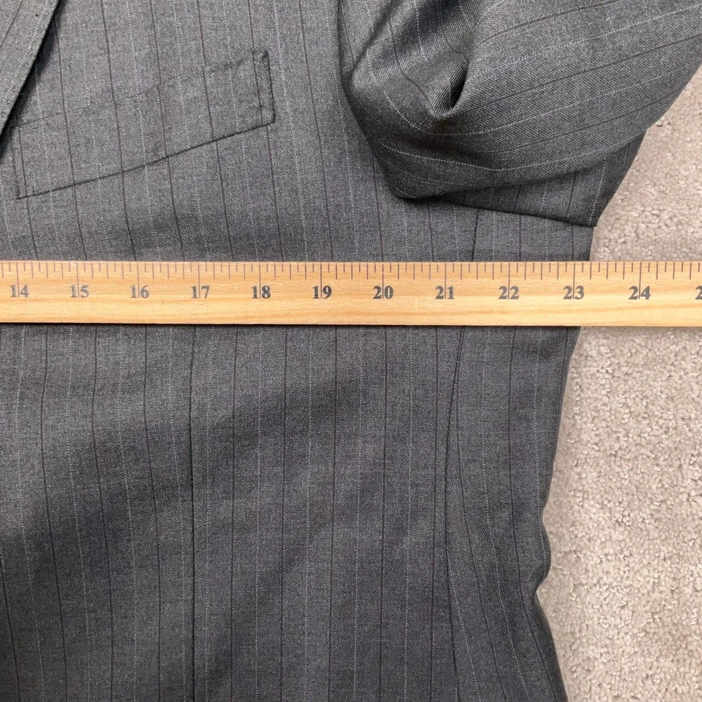 Piattelli‎ Barneys Mens Suit 54L Charcoal Purple Pinstripe Reda Italy